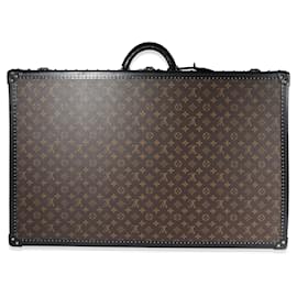 Louis Vuitton-Louis Vuitton Monogram Macassar & Black Leather Alzer Trunk 80 -Brown