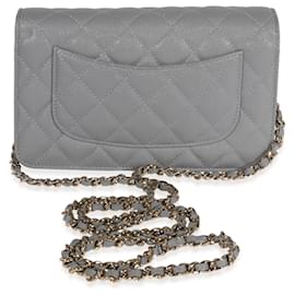 Chanel-Chanel Gray Quilted Caviar Wallet On Chain -Grey