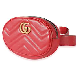 Gucci-Gucci Red Matelasse calf leather Gg Marmont Belt Bag 85 -Red