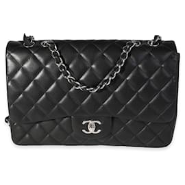 Chanel-Chanel Black Quilted Lambskin Jumbo Classic Single Flap Bag -Black