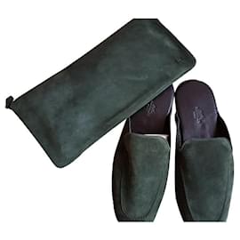 Hermès-Suede slipper-Dark green