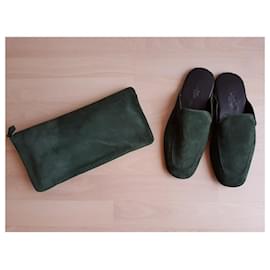 Hermès-Suede slipper-Dark green