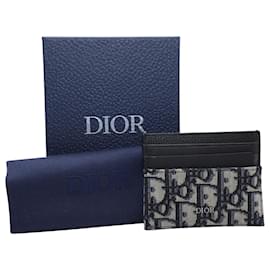 Dior-Dior Oblique Jacquard Card Holder in Black Grained calf leather Leather-Black