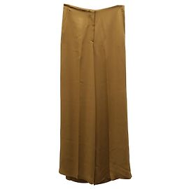 Calças largas Theory Rye Ridge em crepe de seda camelo Amarelo Camelo