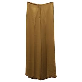 Theory-Pantalones de pernera ancha Rye Ridge de crepé de seda color camel de Theory-Amarillo,Camello