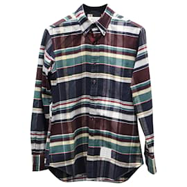 Thom Browne-Thom Browne Plaid Oxford Shirt in Multicolor Cotton-Other