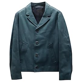 Prada-Prada Single-Breasted Jacket in Green Leather-Green