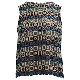 Max & Co-Maxmara Max&Co Crocheted Sleeveless Top in Blue Polyester-Blue
