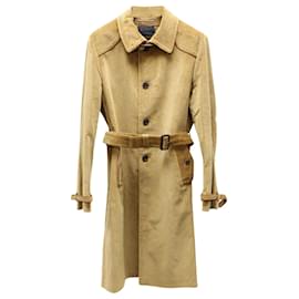 Prada-Prada Corduroy Trench Coat in Camel Cotton-Other,Yellow