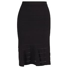 Sandro-Sandro Paris Flared Hem Pencil Skirt in Black Viscose-Black