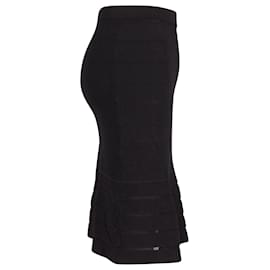 Sandro-Sandro Paris Flared Hem Pencil Skirt in Black Viscose -Black