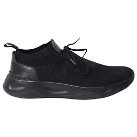 Berluti Shadow Knit Sneakers mit Lederbesatz aus schwarzem Mesh-Nylon Schwarz
