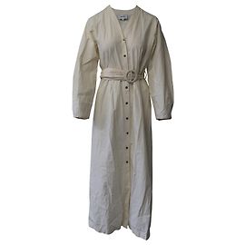 Vestido largo con cinturón Nanushka Femme en algodón blanco Blanco