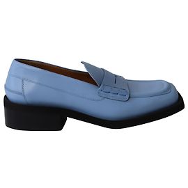 Mocasines Ganni con puntera cuadrada en cuero azul claro Azul Azul claro