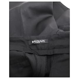 Balmain-Pantalones ajustados de lana negra de Balmain-Negro