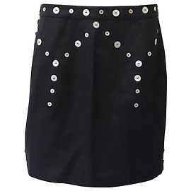 Jupe Embellie Staud Lazio en Lin Noir Noir