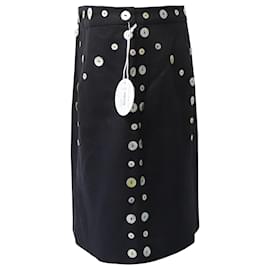 Staud-Staud Lazio Embellished Skirt in Black Linen-Black