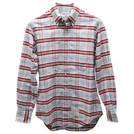 Thom Browne-Thom Browne Checked Fannel Shirt in Red Cotton-Other