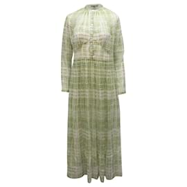 Burberry-Burberry Scribble Check Midi Dress in Yellow Print Silk -Other