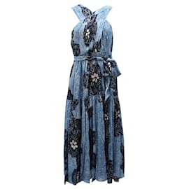 Ulla Johnson-Ulla Johnson Adora Midi Dress in Sky Blue Silk-Blue,Light blue