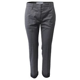 Prada Hose mit geradem Bein aus anthrazitgrauer Wolle Grau