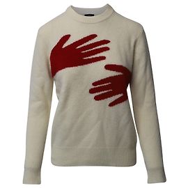 Joseph-Pullover mit Handaufdruck aus cremefarbener Wolle Weiß Roh
