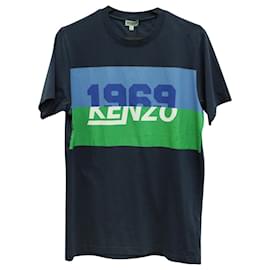 Kenzo-KENZO 1969 T-shirt con logo in cotone blu navy-Blu,Blu navy