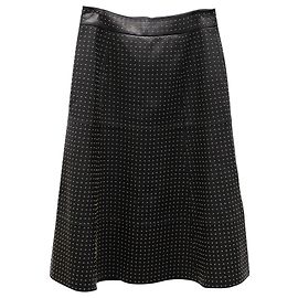 Alice + Olivia Alice & Olivia Saia Midi Cravejada em Couro Preto Preto