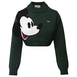 GCDS x Disney – Micky Maus – Kurzer Pullover aus grüner Wolle Grün