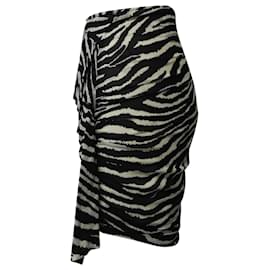Isabel Marant-Isabel Marant Etoile Jerine Ruffled Zebra Print Skirt in Black Viscose-Black