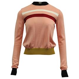 Marni-Marni Striped Knitted Sweater in Pink Acetate-Pink
