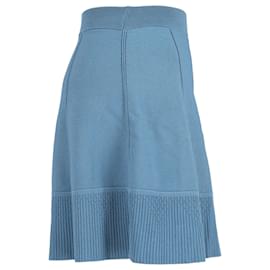 Sandro-Sandro Paris Knitted Flared Skirt in Blue Viscose-Blue