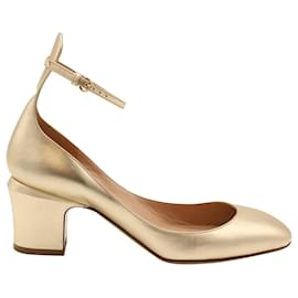 Valentino-Zapatos de tacón con correa al tobillo Valentino Tango en cuero dorado-Dorado