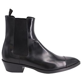 Berluti Heith Austin Chelsea Boots in Black Glossed Leather Black