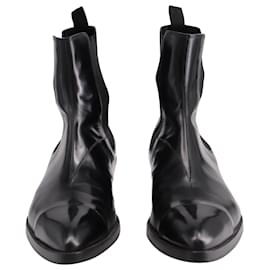 Berluti-Berluti Heith Austin Chelsea Boots in Black Glossed Leather-Black