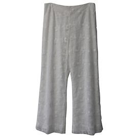 Staud Vallea Lace Pattern Wide Leg Pants in White Polyester White