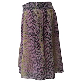 Ganni-Falda plisada de crepé con estampado de leopardo Ganni en poliéster multicolor-Multicolor