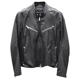 Ralph Lauren-Ralph Lauren Black Label Motorcycle Jacket in Black Leather-Black