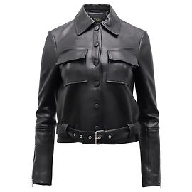 Maje Blizalia Patch-Pocket Jacket In Black Leather Black