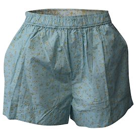 Shorts Ganni Floral Estampado em Algodão Azul Azul