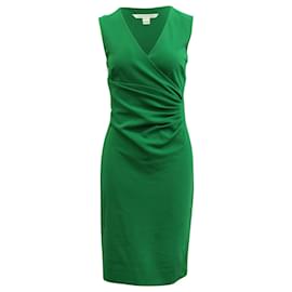 Diane Von Furstenberg-Vestido fruncido con cuello de pico en viscosa verde de Diane Von Furstenberg-Verde