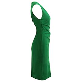 Diane Von Furstenberg-Diane Von Furstenberg V-neck Ruched Dress in Green Viscose-Green