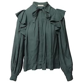 Ulla Johnson-Ulla Johnson Tabitha Ruffle Blouse in Green Viscose-Green