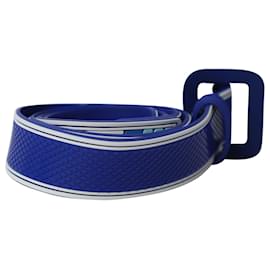Prada-Prada Striped Belt in Blue Plastic-Blue