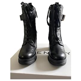 Givenchy-Terra heel laced-pu boot-Black