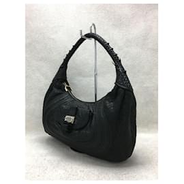 Fendi-**FENDI Handbag/Leather/BLK/Usable/SPYBAG-Black