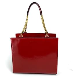 Céline-*Celine Celine shoulder bag shoulder chain tote bag tote bag patent leather red ladies-Red