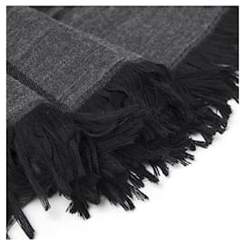 Gucci-gucci, New gray and black wool and silk stole Charcoal gray-Black,Dark grey