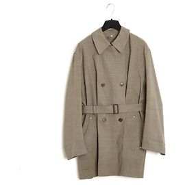 Hermès MARGIELA L GRAY WOOL COTTON TRENCH Grey