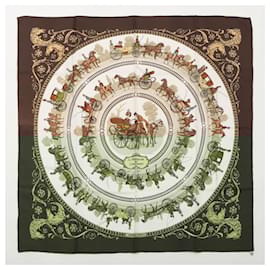 Hermès-La Promenade De Longchamps Henot Silk 90-Brown